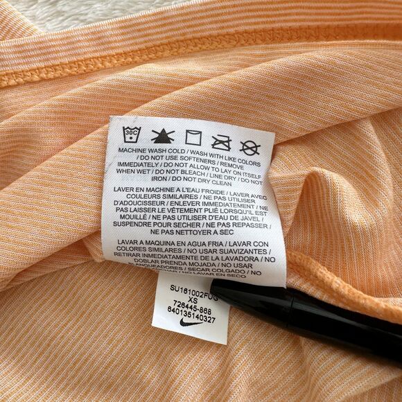 Nike Shirt Size XS Orange Short Sleeve V-Neck Dri-Fit T-Shirt Activewear - Picture 7 of 8